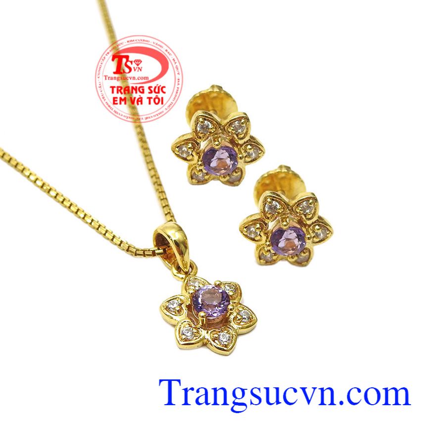 Bộ trang sức thạch anh tím may mắn, trang sức bộ Bộ trang sức thạch anh tím may mắn, trang sức bộ