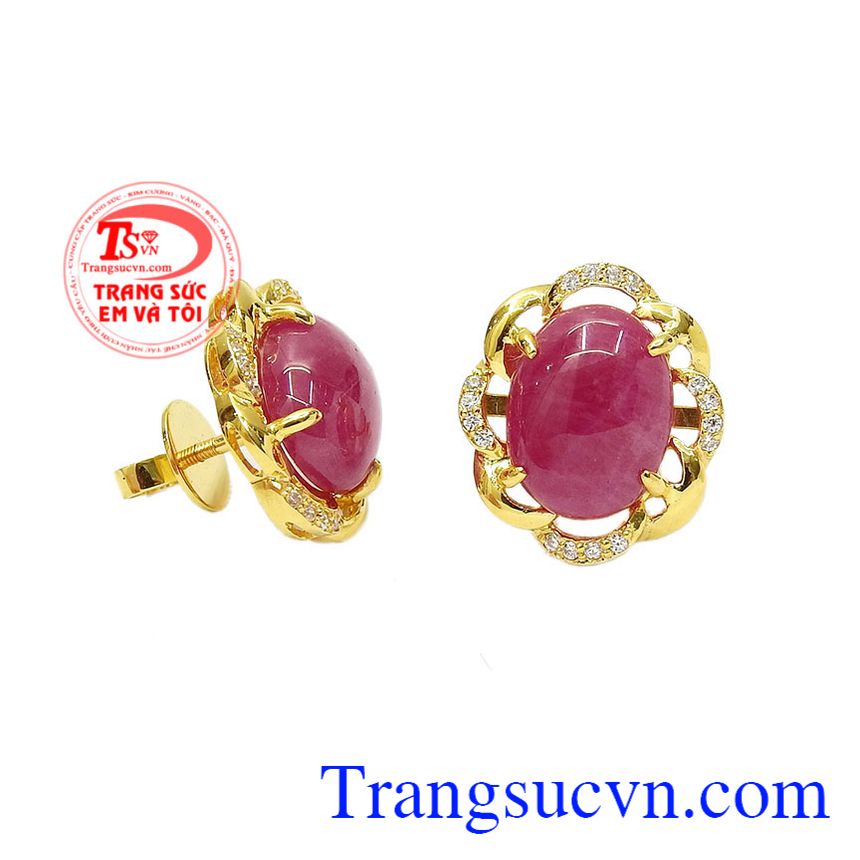 Hoa tai nữ ruby rực rỡ, hoa tai vàng tây Hoa tai nữ ruby rực rỡ, hoa tai vàng tây