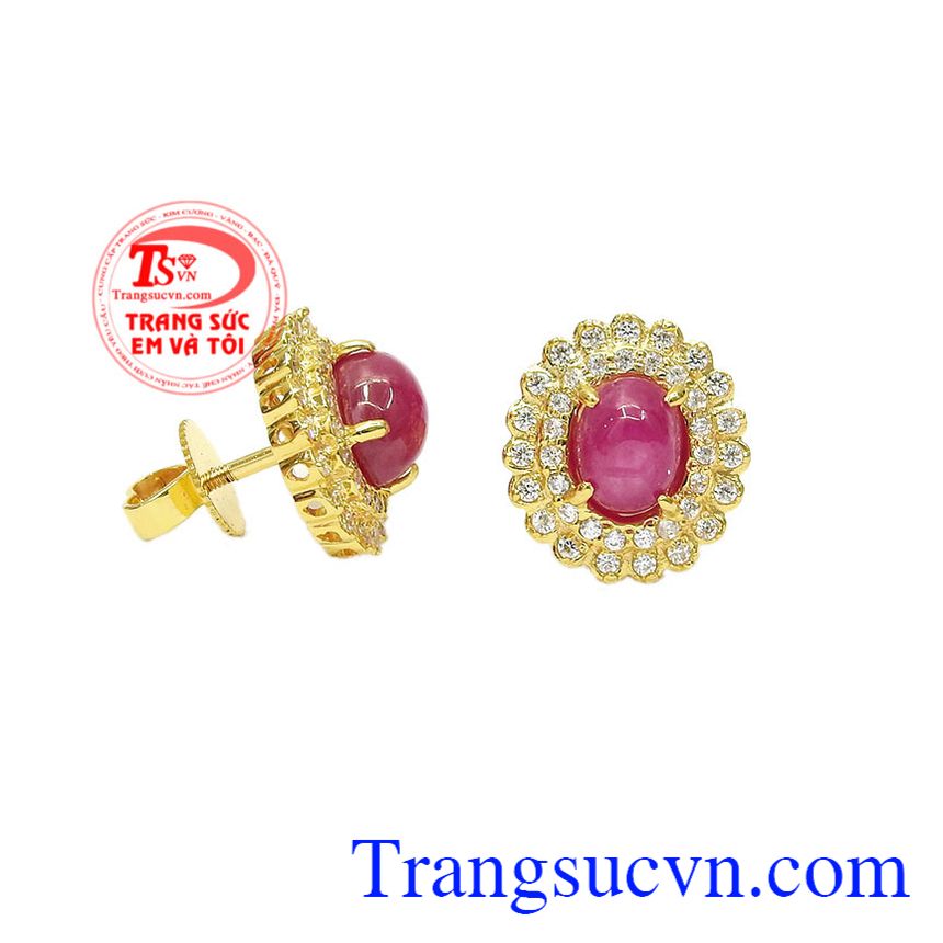 Hoa tai ruby nữ hoàng, hoa tai vàng đá quý Hoa tai ruby nữ hoàng, hoa tai vàng đá quý