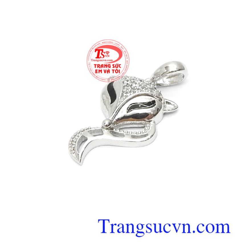 Mặt dây chuyền hồ ly vàng trắng, mặt dây vàng đá quý, mặt dây nữ Mặt dây chuyền hồ ly vàng trắng, mặt dây vàng đá quý, mặt dây nữ