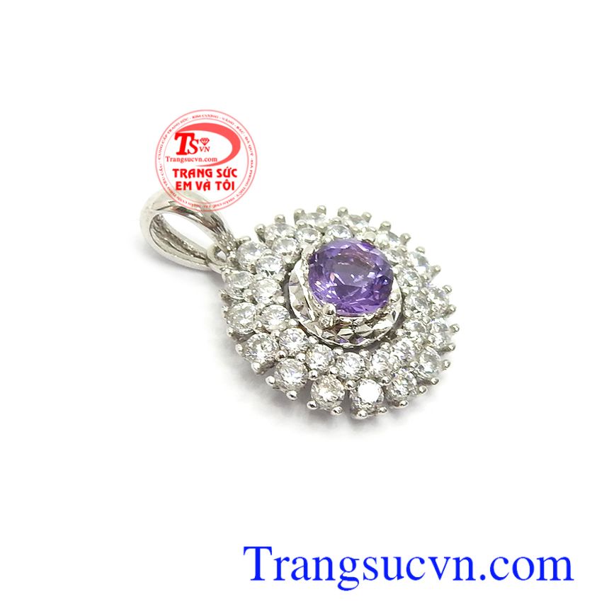 Mặt d&acirc;y thạch anh t&iacute;m c&aacute;t kh&iacute;, mặt d&acirc;y thạch anh, mặt d&acirc;y chuyền nữ