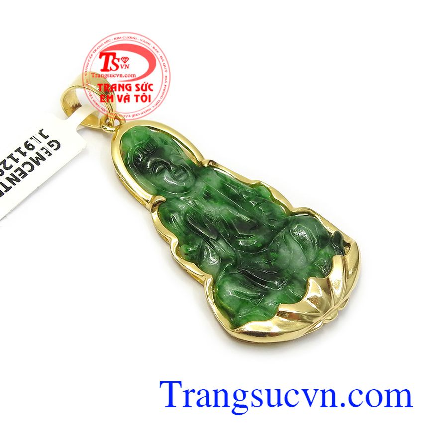 Mặt Quan Âm may mắn tài lộc ngọc, Mặt dây chuyền nam, mặt dây cẩm thạch