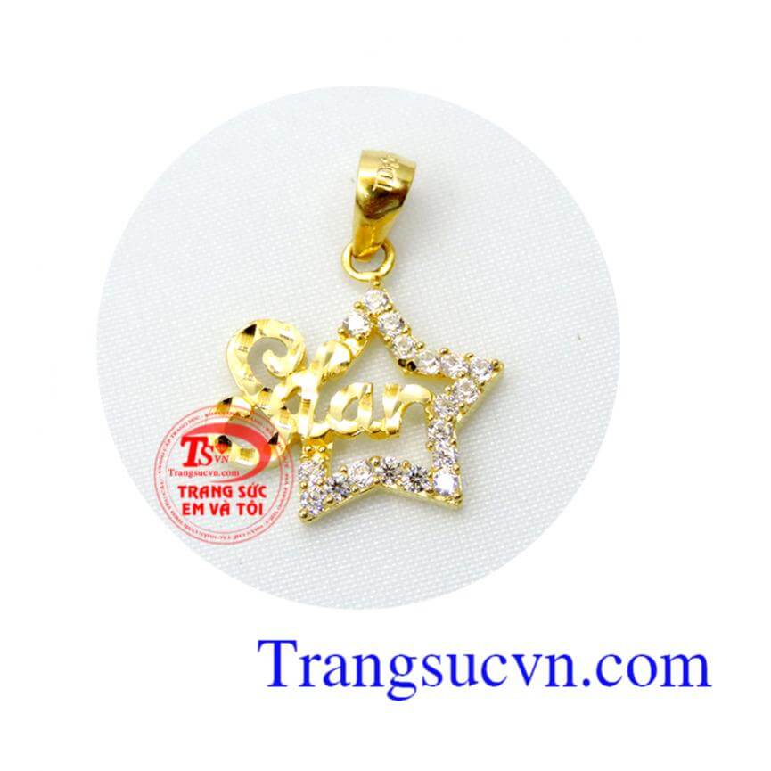 Mặt vàng Star may mắn, mặt dây chuyền vàng, mặt dây nữ 10k