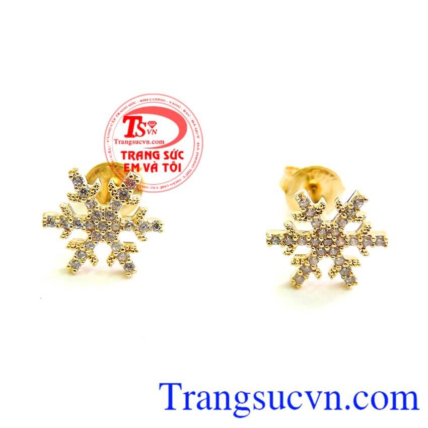 Hoa tai vàng tây bông tuyết đẹp Hoa tai vàng tây bông tuyết đẹp