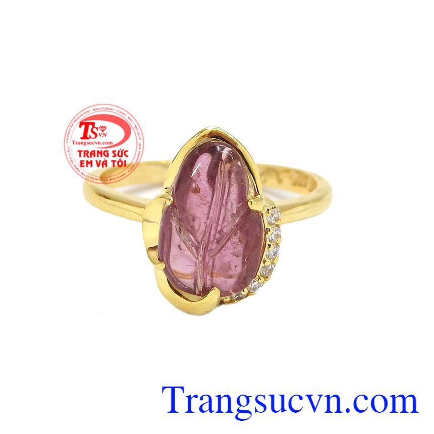 Nhẫn chiếc lá tourmalin thiên nhiên, Nhẫn nữ Tourmaline, nhẫn nữ đẹp