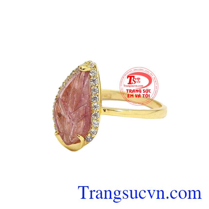 Nhẫn chiếc lá tourmalin xinh xắn, Nhẫn Nữ Đá Quý,  Nhẫn nữ Tourmaline
