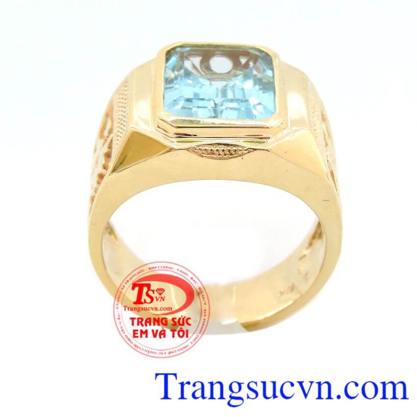 Nhẫn chữ Phúc topa may mắn, Nhẫn nam Topaz, nhẫn nam đá quý thời trang Nhẫn chữ Phúc topa may mắn, Nhẫn nam Topaz, nhẫn nam đá quý thời trang