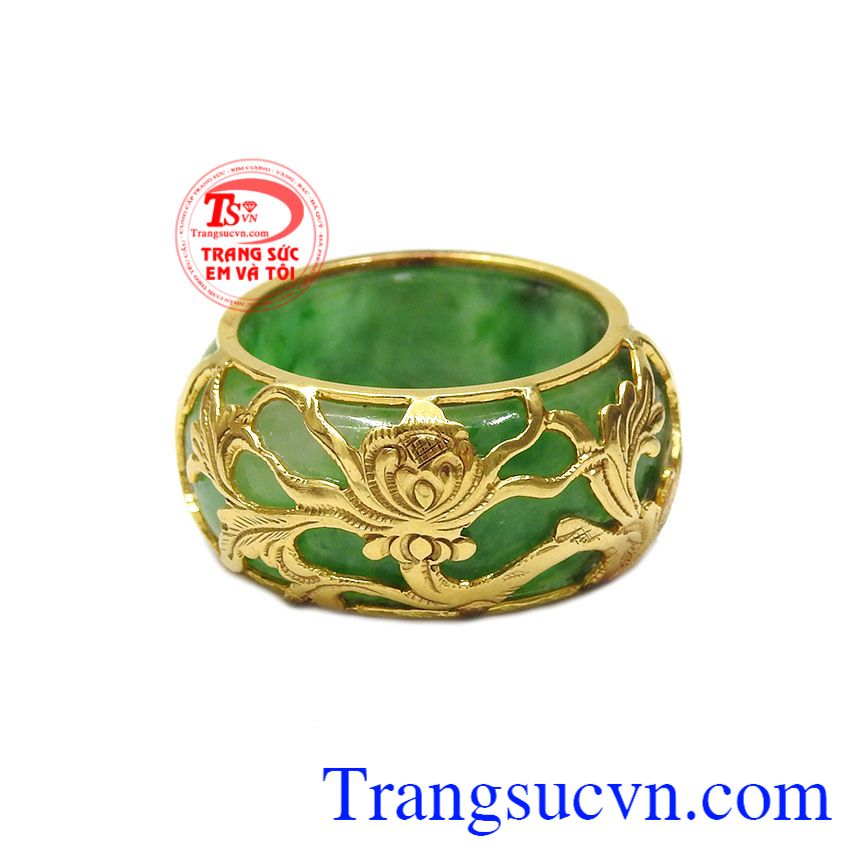 Nhẫn jadeite bọc vàng thịnh vượng, Nhẫn nam vàng tây, Nhẫn ngọc bọc vàng sang trọng