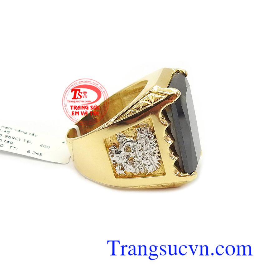 Nhẫn nam đá đen má rồng vàng, nhẫn nam giá rẻ, nhẫn nam đẹp