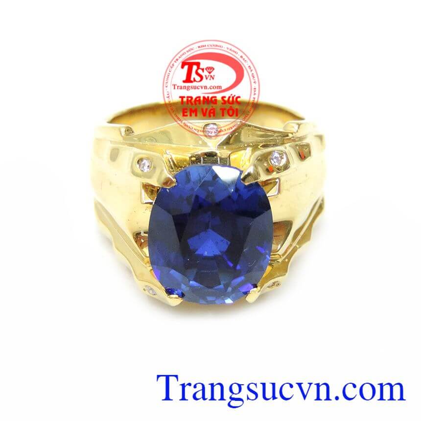 Nhẫn Nam Đá Xanh Hero, Nhẫn nam vàng tây, nhẫn nam vàng đính đá