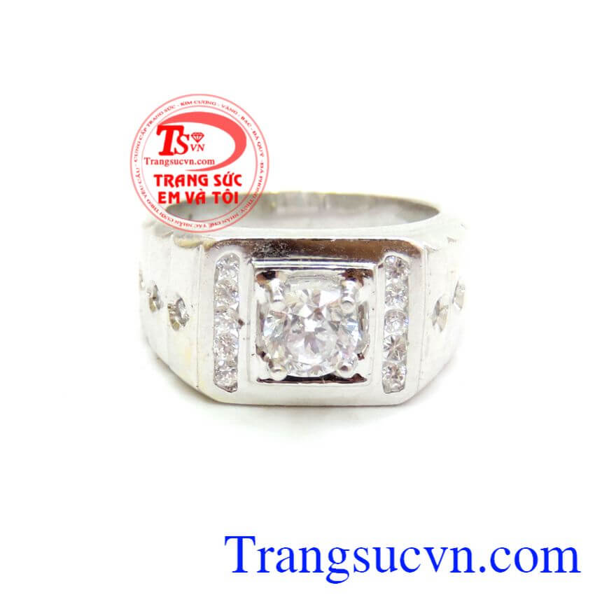 Nhẫn nam dấu chân tình yêu, nhẫn vàng trắng nam, nhẫn nam sang trọng