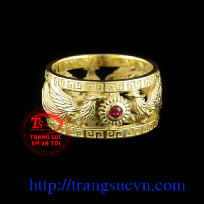 Nhẫn nam đẹp - rồng phượng chầu hồng ngọc, Nhẫn nam đẹp, nhẫn nam vàng tây Nhẫn nam đẹp - rồng phượng chầu hồng ngọc, Nhẫn nam đẹp, nhẫn nam vàng tây