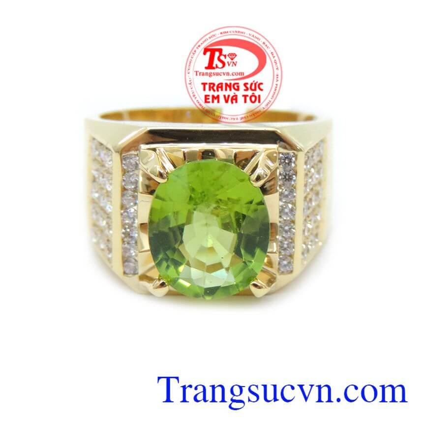 Nhẫn Nam Mệnh Hỏa Đá Peridot, Nhẫn nam Peridot, nhẫn nam vàng tây