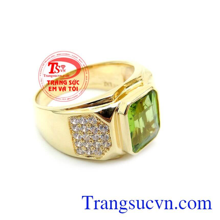 Nhẫn Nam Peridot Thiên Nhiên Mệnh Mộc, Nhẫn nam Peridot, nhẫn nam vàng sang trọng