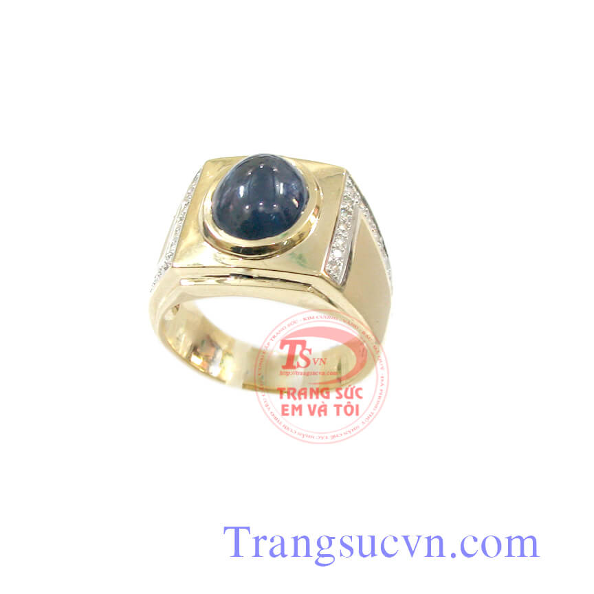 Nhẫn nam sapphire tròn, Nhẫn nam Sapphire, nhẫn nam vàng sang trọng Nhẫn nam sapphire tròn, Nhẫn nam Sapphire, nhẫn nam vàng sang trọng