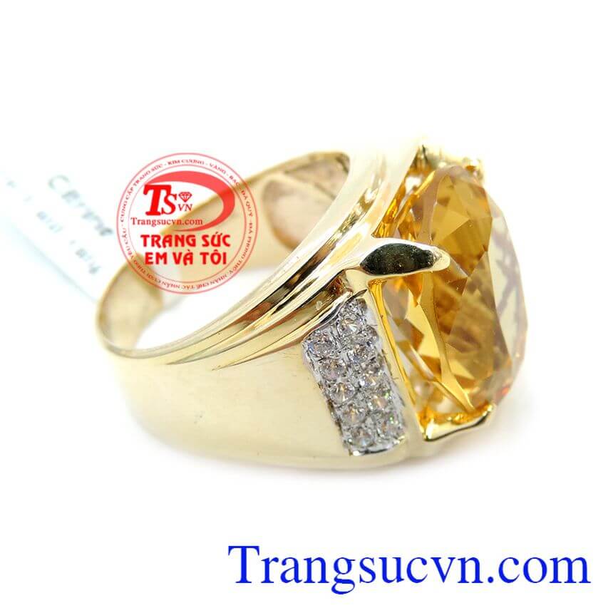 Nhẫn nam Thạch Anh Vàng Chiêu Tài Lộc, Nhẫn nam đẹp, nhẫn nam vàng đính đá