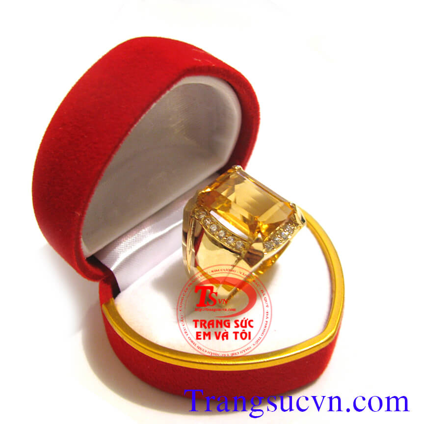 Nhẫn nam thạch anh v&agrave;ng, nhẫn nam thạch anh, nhẫn nam đẹp