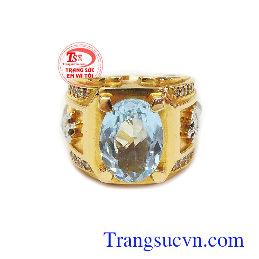 Nhẫn nam Topaz mệnh Thủy v&agrave; Mộc, nhẫn nam Topaz, nhẫn nam đẹp