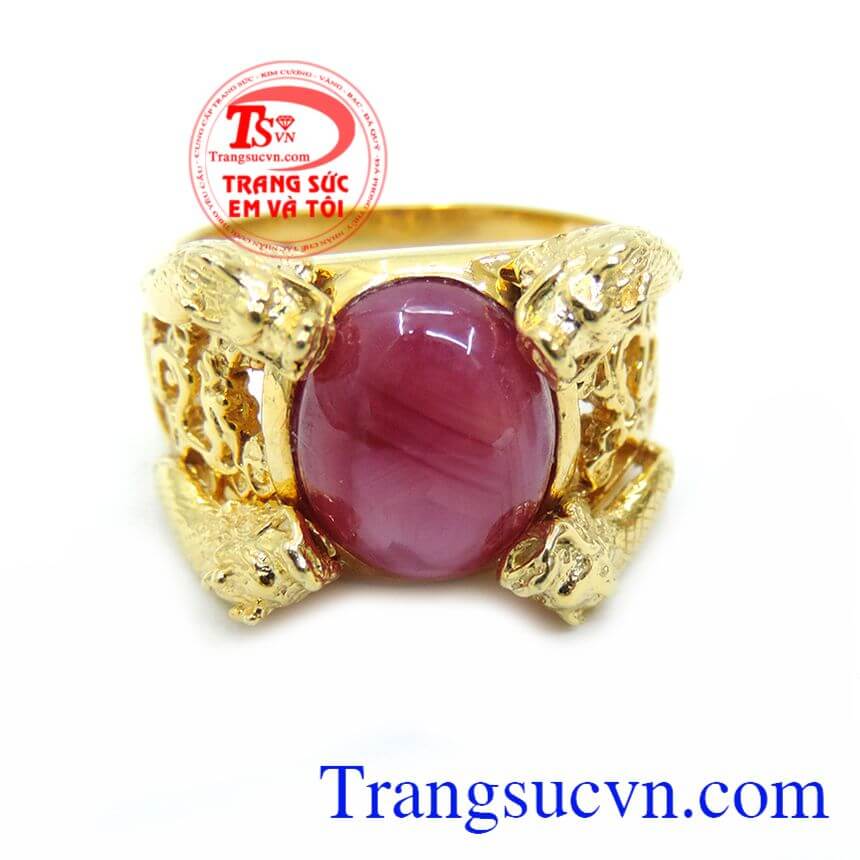 Nhẫn Nam Tứ Long Ngậm Đá Ruby 10K, Nhẫn nam ruby, nhẫn nam vàng đá quý Nhẫn Nam Tứ Long Ngậm Đá Ruby 10K, Nhẫn nam ruby, nhẫn nam vàng đá quý