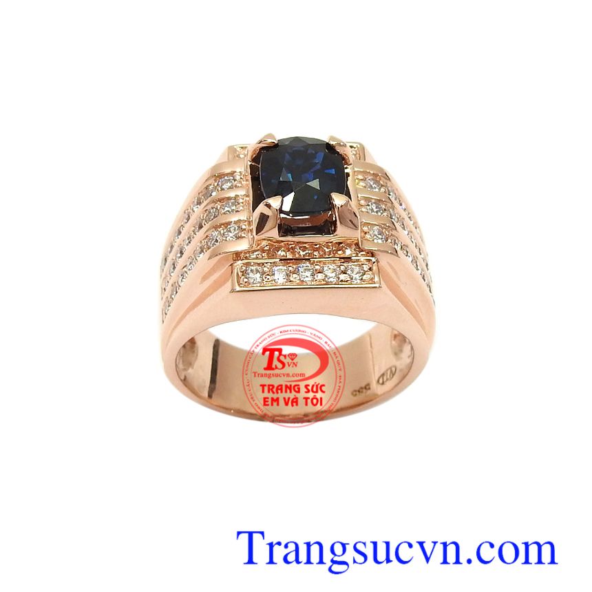 Nhẫn nam vàng hồng sapphire may mắn, nhẫn nam đẹp, nhẫn nam vàng hồng Nhẫn nam vàng hồng sapphire may mắn, nhẫn nam đẹp, nhẫn nam vàng hồng