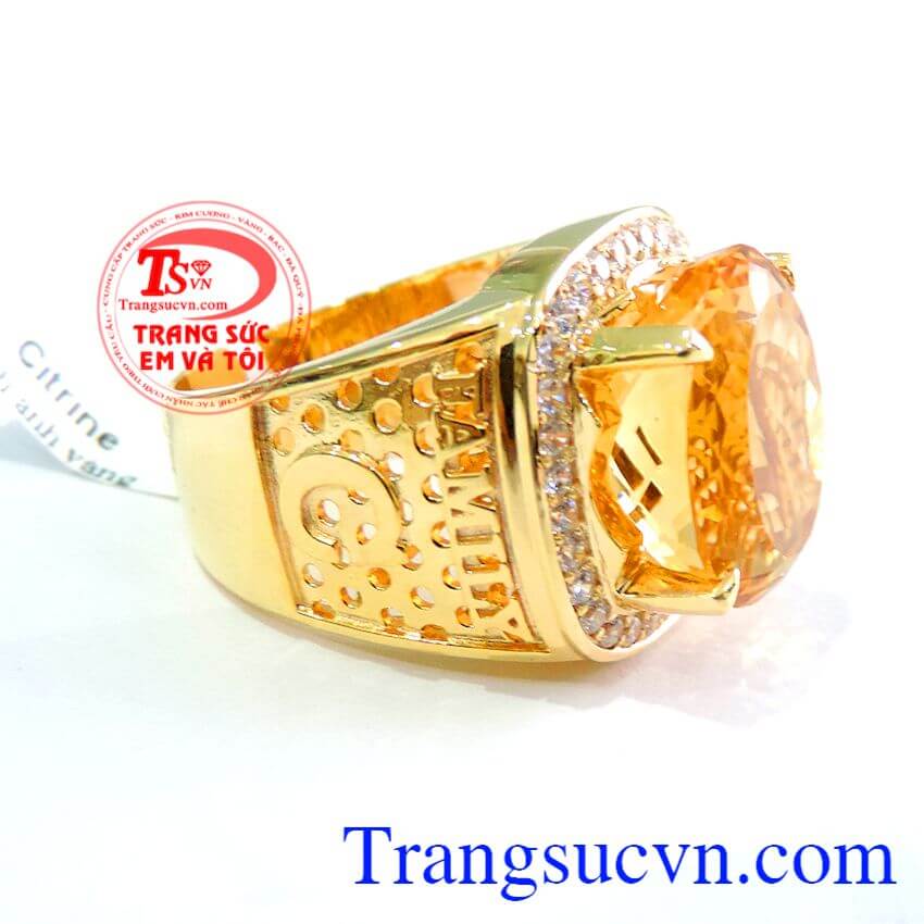 Nhẫn nam v&agrave;ng mệnh kim, Nhẫn nam thạch anh v&agrave;ng, nhẫn nam c&aacute; t&iacute;nh