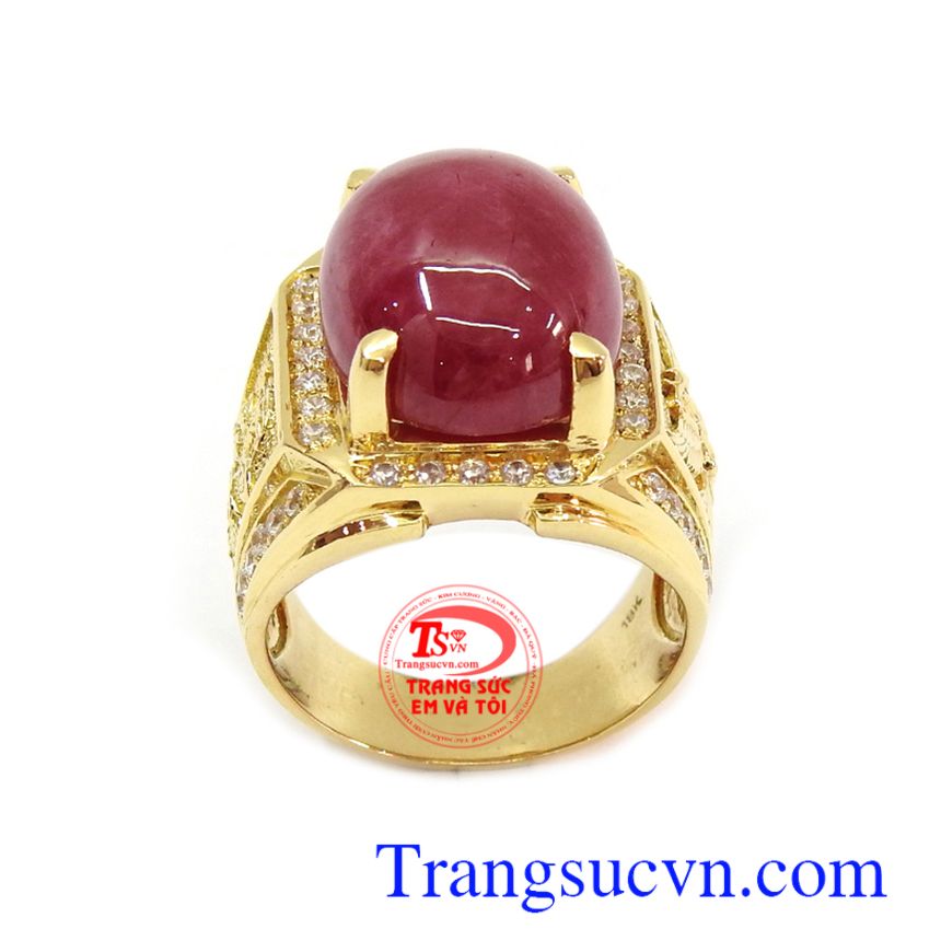 Nhẫn nam vàng Ruby may mắn, nhẫn nam vàng tây, nhẫn nam đẹp