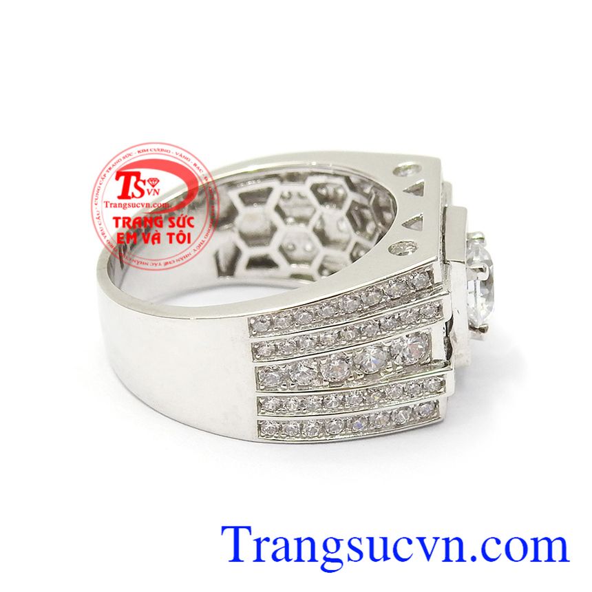 Nhẫn nam vàng trắng an khang, Nhẫn vàng trắng nam, nhẫn nam thời trang Nhẫn nam vàng trắng an khang, Nhẫn vàng trắng nam, nhẫn nam thời trang