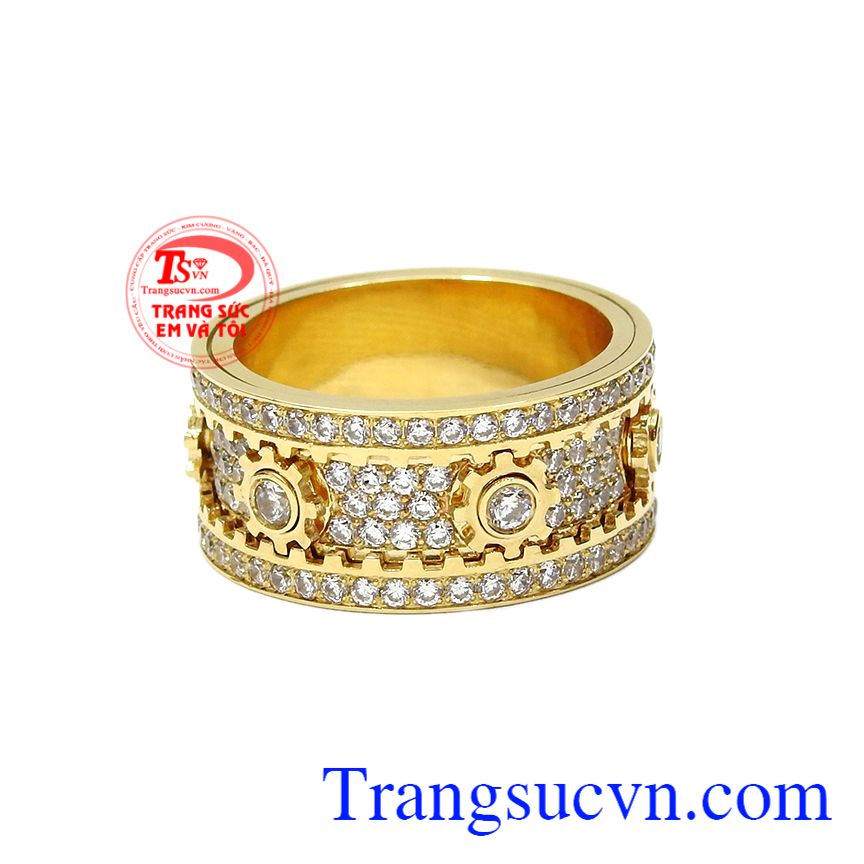Nhẫn nam xoay bánh răng độc đáo, Nhẫn nam vàng tây, nhẫn nam vàng thời thượng