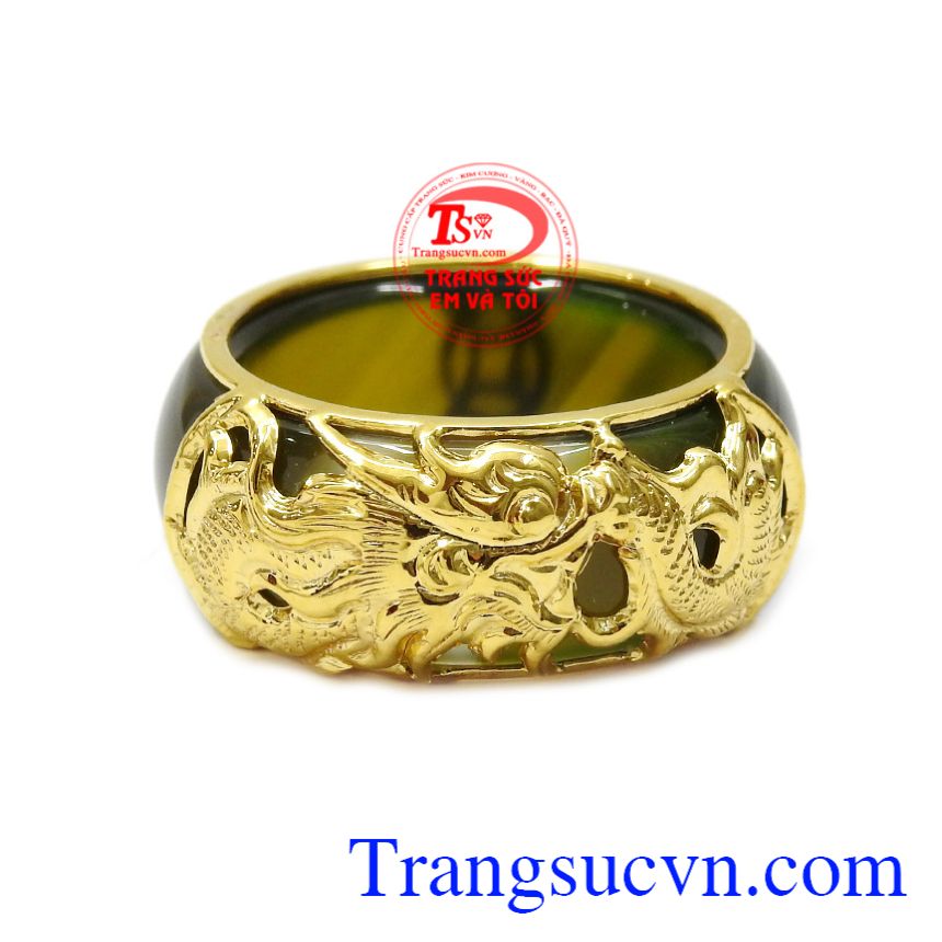 Nhẫn ngọc mã não bọc rồng danh vọng, nhẫn nam đẹp