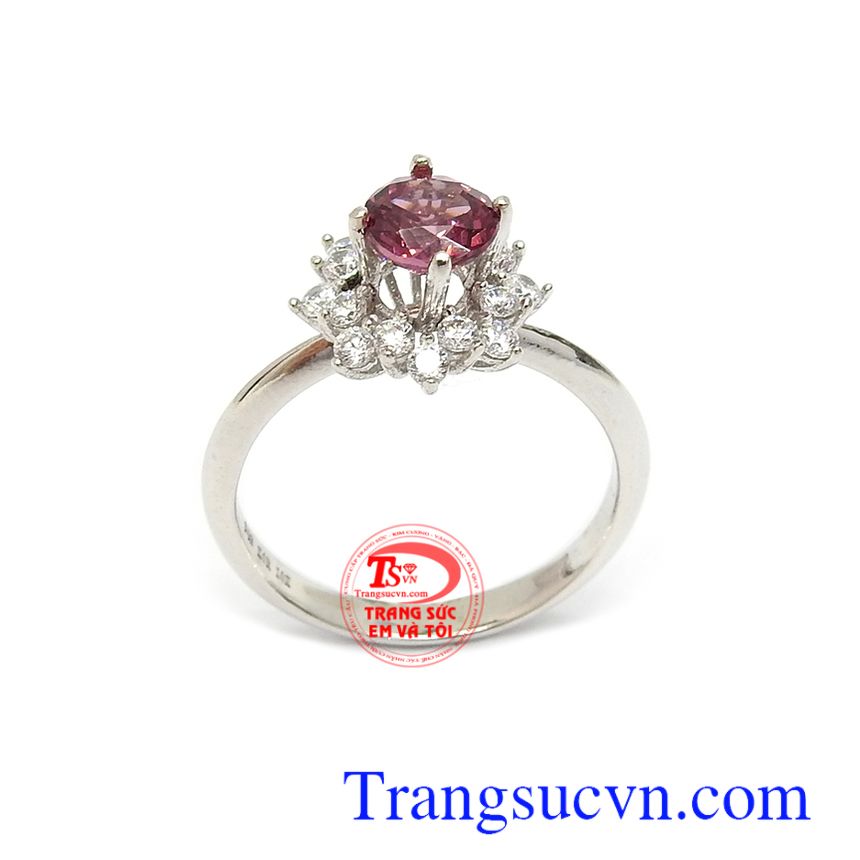 Nhẫn nữ Granat tài lộc, nhẫn nữ vàng, nhẫn nữ vàng trắng