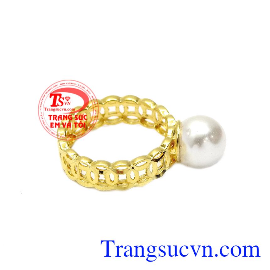 Nhẫn nữ kim tiền ngọc trai, nhẫn nữ đá quý Nhẫn nữ kim tiền ngọc trai, nhẫn nữ đá quý