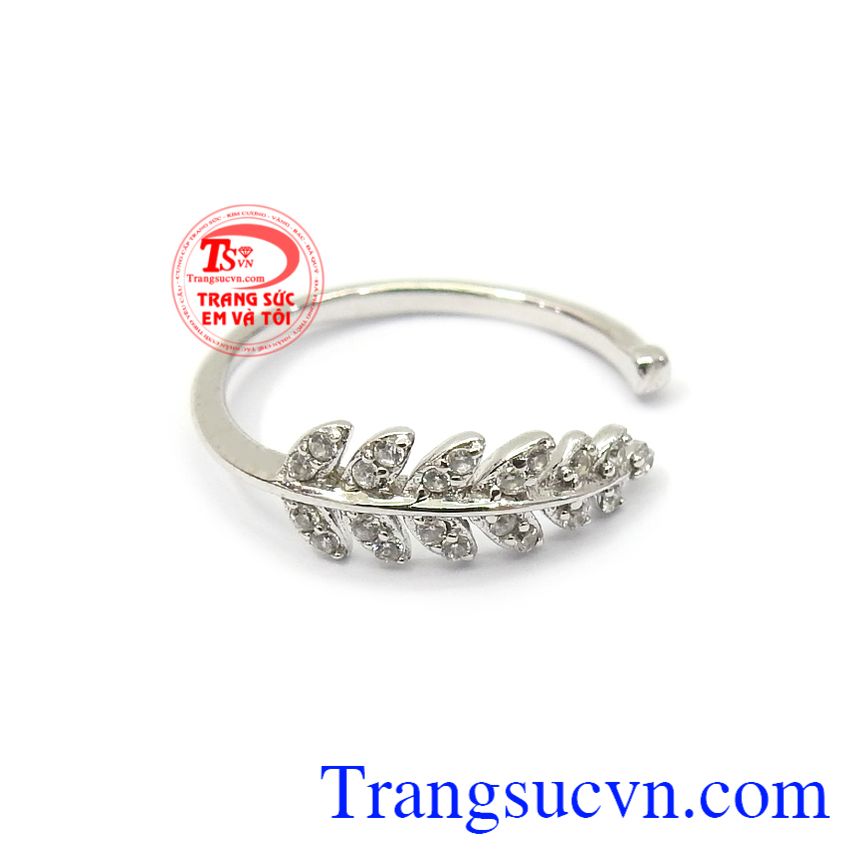 Nhẫn nữ lá vàng trắng thời trang, Nhẫn nữ vàng trắng, nhẫn nữ đẹp tinh tế Nhẫn nữ lá vàng trắng thời trang, Nhẫn nữ vàng trắng, nhẫn nữ đẹp tinh tế