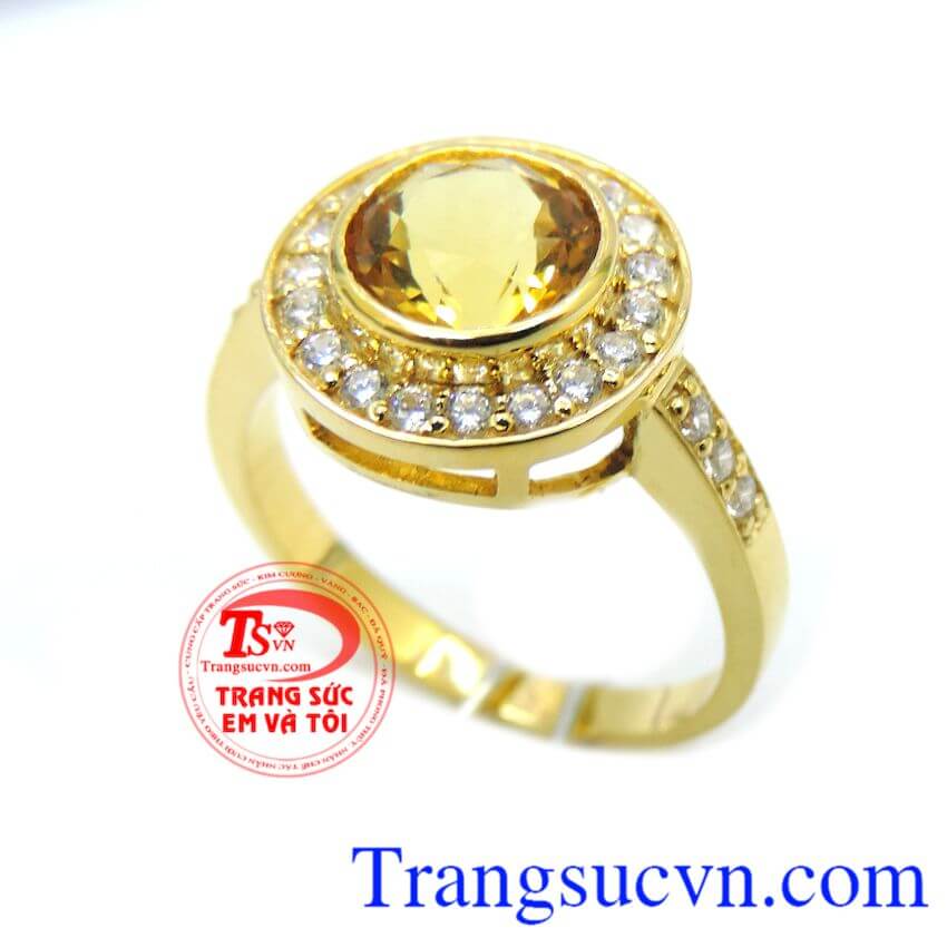 Nhẫn nữ mệnh kim vàng 14k Citrine, Nhẫn Nữ Citrine, nhẫn nữ gắn đá xinh xắn