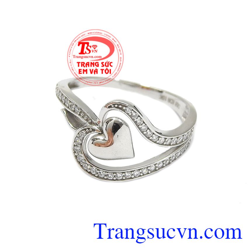 Nhẫn nữ trái tim ấm áp, nhẫn nữ vàng trắng Nhẫn nữ trái tim ấm áp, nhẫn nữ vàng trắng