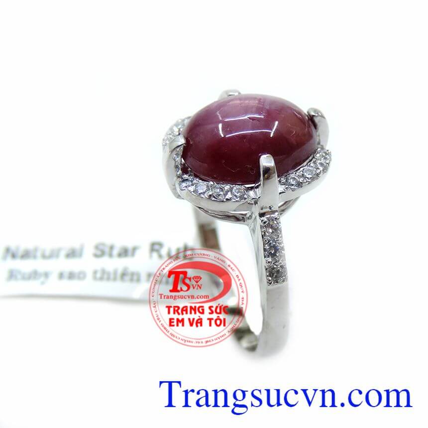 Nhẫn Nữ Vàng Trắng Gắn Đá Ruby Sao Thiên Nhiên, Nhẫn nữ Ruby, nhẫn nữ vàng đá quý Nhẫn Nữ Vàng Trắng Gắn Đá Ruby Sao Thiên Nhiên, Nhẫn nữ Ruby, nhẫn nữ vàng đá quý