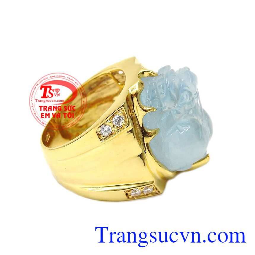 Nhẫn tỳ hưu aquamarine thịnh vượng, nhẫn nam tỳ hưu Nhẫn tỳ hưu aquamarine thịnh vượng, nhẫn nam tỳ hưu