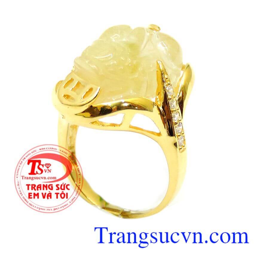Nhẫn tỳ hưu thạch anh tóc, Nhẫn Nữ Tỳ Hưu, nhẫn nữ vàng thịnh vượng Nhẫn tỳ hưu thạch anh tóc, Nhẫn Nữ Tỳ Hưu, nhẫn nữ vàng thịnh vượng