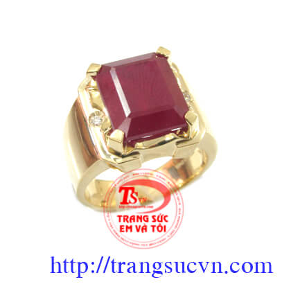 Nhẫn Vàng Màu gắn đá đỏ kiểu đơn giản, Nhẫn nam đẹp, nhẫn nam vàng  ruby Nhẫn Vàng Màu gắn đá đỏ kiểu đơn giản, Nhẫn nam đẹp, nhẫn nam vàng  ruby