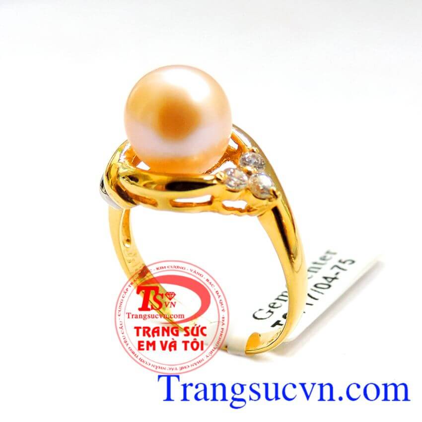 Nhẫn vàng ngọc trai hồng tình yêu, Nhẫn ngọc trai, nhẫn nữ vàng xinh xắn Nhẫn vàng ngọc trai hồng tình yêu, Nhẫn ngọc trai, nhẫn nữ vàng xinh xắn