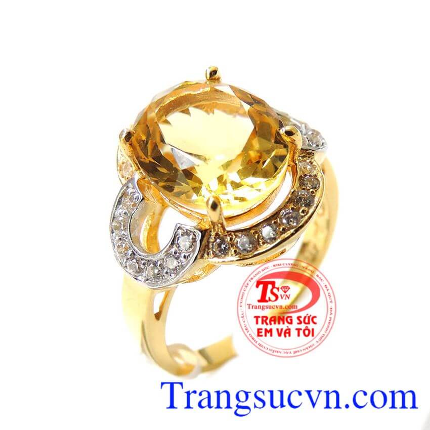 Nhẫn vàng Nữ hoàng may mắn, Nhẫn Nữ Citrine, nhẫn nữ vàng đính đá