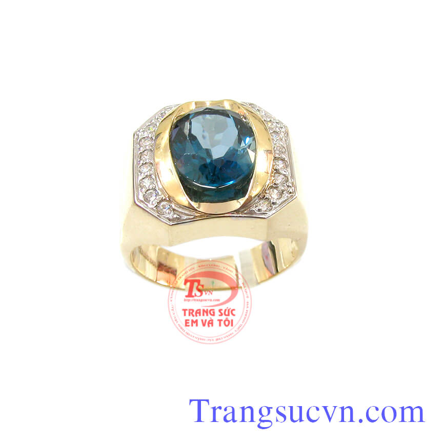 Nhẫn vàng tây topaz, Nhẫn nam đẹp, nhẫn nam đá quý cao cấp Nhẫn vàng tây topaz, Nhẫn nam đẹp, nhẫn nam đá quý cao cấp