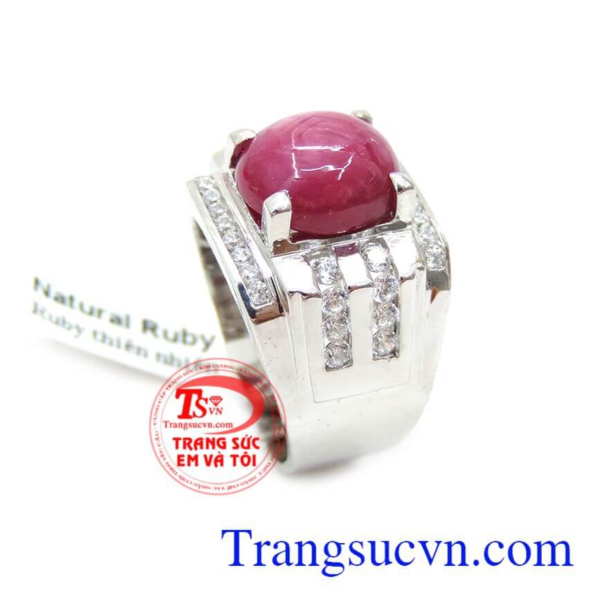 Nhẫn Vàng Trắng Nam 14k, Nhẫn nam Ruby, nhẫn nam đá quý Nhẫn Vàng Trắng Nam 14k, Nhẫn nam Ruby, nhẫn nam đá quý