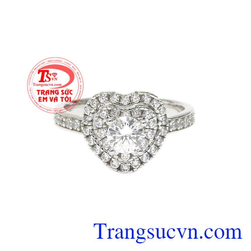 Nhẫn vàng trắng trái tim hạnh phúc, nhẫn nữ vàng trắng Nhẫn vàng trắng trái tim hạnh phúc, nhẫn nữ vàng trắng