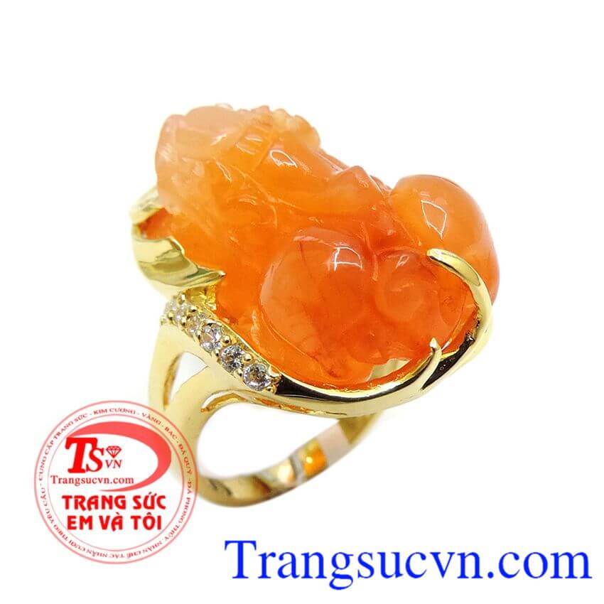 Nhẫn Vàng tỳ hưu Chalcedon, Nhẫn Nữ Tỳ Hưu, nhẫn nữ vàng sang trọng Nhẫn Vàng tỳ hưu Chalcedon, Nhẫn Nữ Tỳ Hưu, nhẫn nữ vàng sang trọng