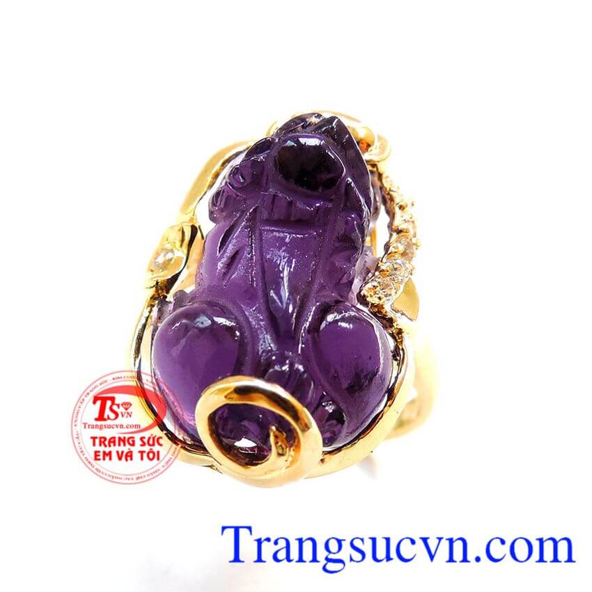Nhẫn vàng tỳ hưu đá màu tím, Nhẫn Nữ Tỳ Hưu, nhẫn nữ vàng tài lộc