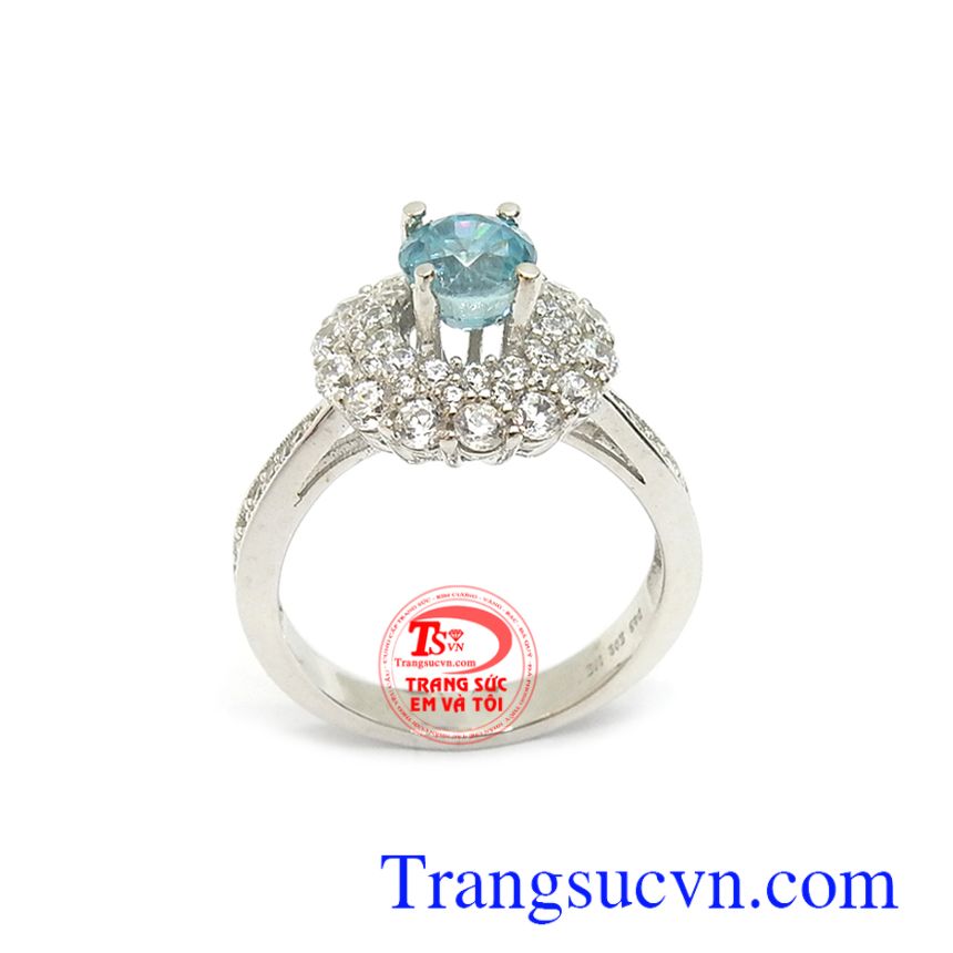 Nhẫn nữ vàng trắng Zircon bình an, nhẫn nữ đẹp, nhẫn nữ vàng trắng
