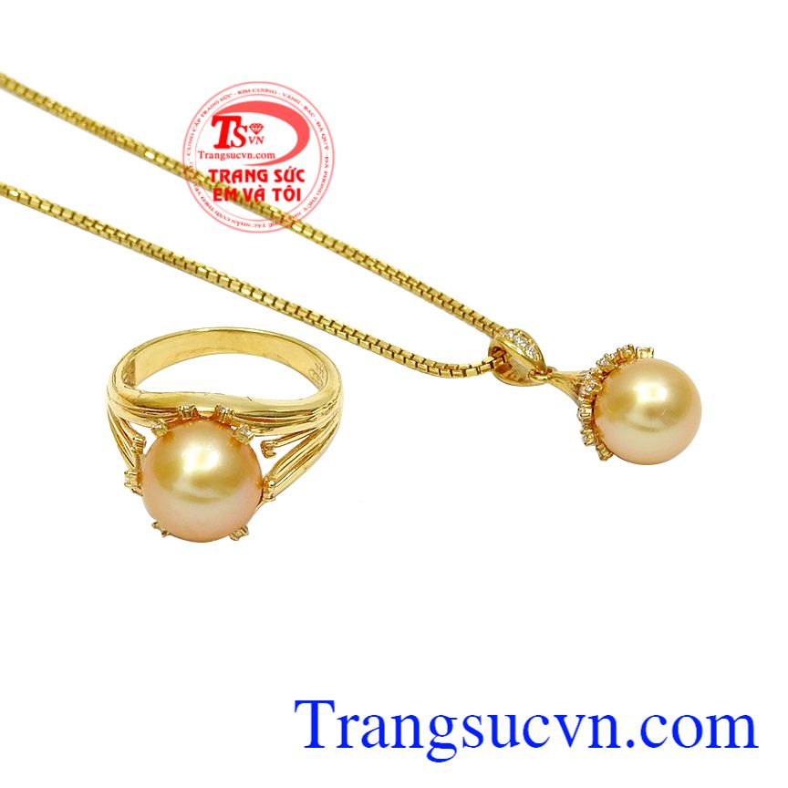 Bộ trang sức ngọc trai rạng ngời, Bộ dây chuyền nữ, Bộ dây chuyền vàng tây Bộ trang sức ngọc trai rạng ngời, Bộ dây chuyền nữ, Bộ dây chuyền vàng tây
