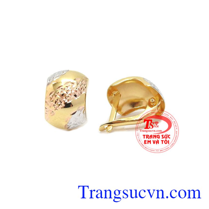 Hoa tai đẹp vàng 10k, hoa tai vàng tây