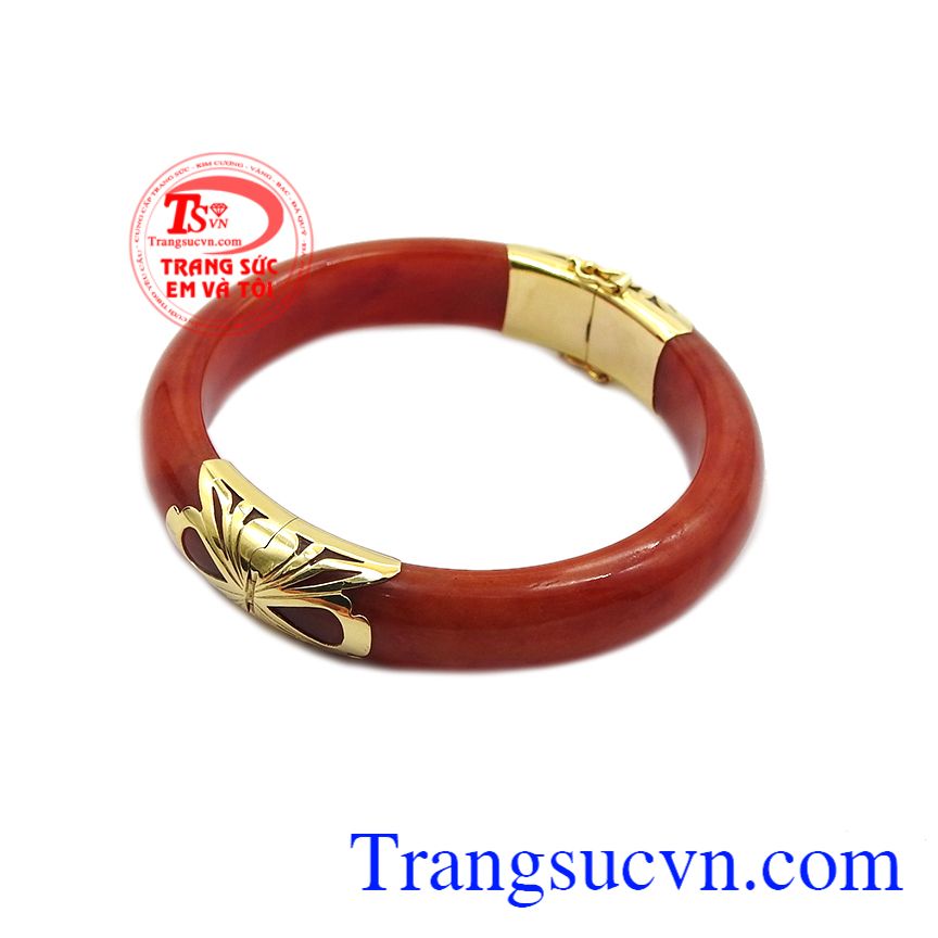 Vòng ngọc jadeite đỏ quý phái, Vòng ngọc bọc vàng, Vòng tay ngọc đẹp Vòng ngọc jadeite đỏ quý phái, Vòng ngọc bọc vàng, Vòng tay ngọc đẹp