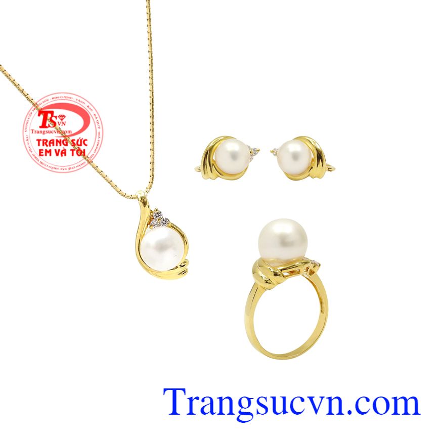 Bộ trang sức ngọc trai quý phái đẹp, Bộ dây chuyền vàng, Bộ trang sức thời trang Bộ trang sức ngọc trai quý phái đẹp, Bộ dây chuyền vàng, Bộ trang sức thời trang